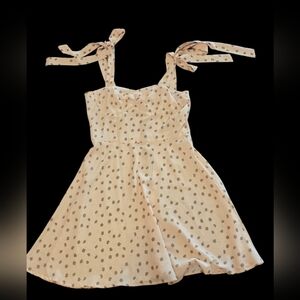 Cider Cream Floral Tie-Shoulder Girls Dress
